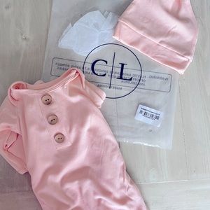 NEW Caden Lane Knotted Gown and Hat - Peony Pink Ribbed